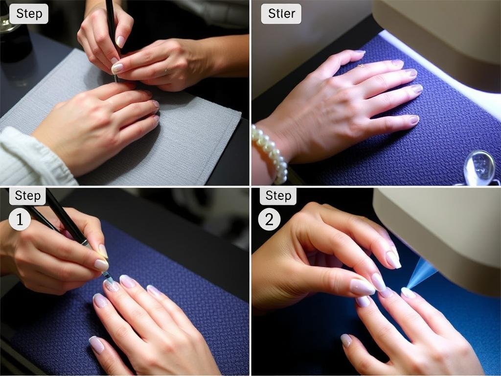 Processo de aplicação de gel para unhas Processo de aplicação de gel para unhas